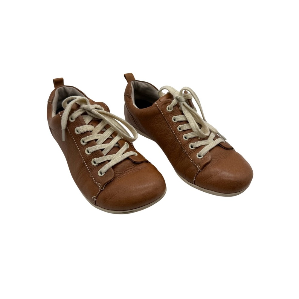 Born Tan Leather Lace-Up Low Top Comfort Sneakers Size 6.5